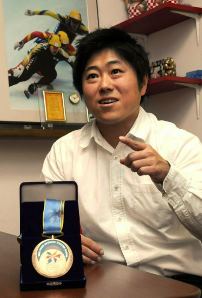 「選手の能力は仕事にだって役立てられる」と話す植松仁さん＝岐阜県羽島市竹鼻町で