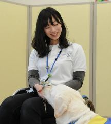 介助犬の養成に奮闘する柴原さん＝長久手市のシンシアの丘で